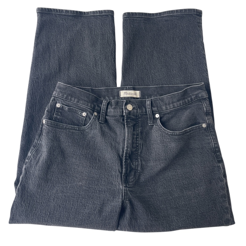 Madewell Black Washed Perfect Vintage Jeans Wide Leg 5 Pocket Woman's 31P Petite